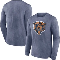 T-shirt à manches longues délavé pour hommes Fanatics Heather Navy Chicago Bears Primary