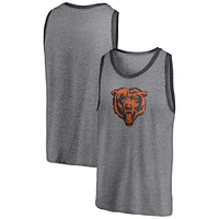 Men's Fanatics Heathered Gray/Heathered Charcoal Chicago Bears Famous Tri-Blend Tank Top