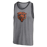 Men's Fanatics Heathered Gray/Heathered Charcoal Chicago Bears Famous Tri-Blend Tank Top