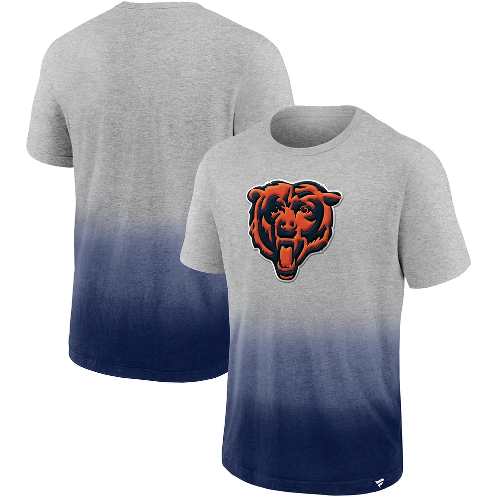 Men's Fanatics Heathered Gray/Navy Chicago Bears Team Ombre T-Shirt