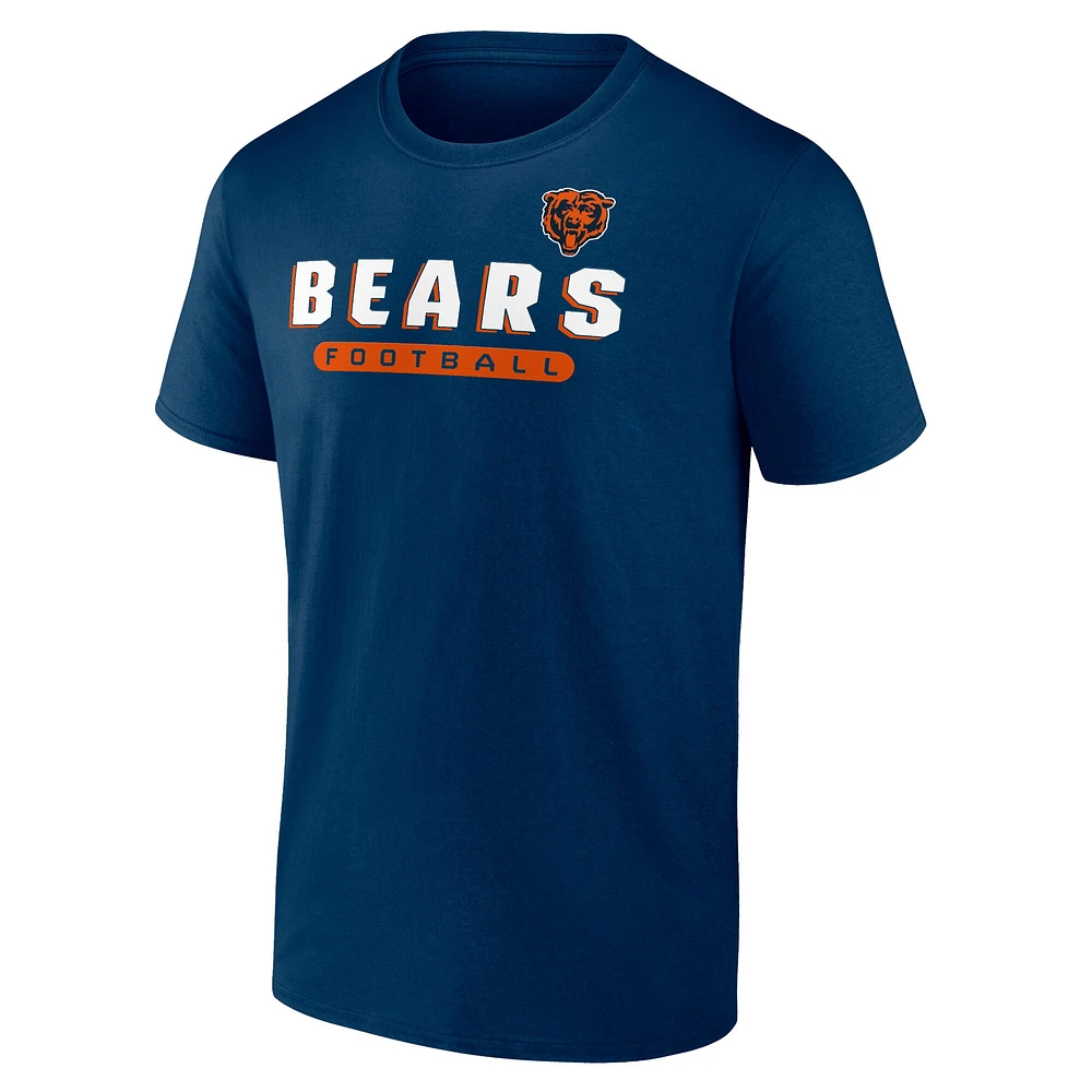 Chicago Bears Fanatics pour hommes bleu marine/gris chiné - Pack combiné de t-shirts