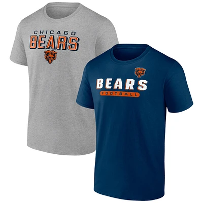 Chicago Bears Fanatics pour hommes bleu marine/gris chiné - Pack combiné de t-shirts