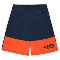 Short de performance Fanatics bleu marine/orange pour homme des Chicago Bears