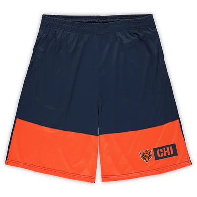 Short de performance Fanatics bleu marine/orange pour homme des Chicago Bears