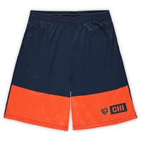 Short de performance Fanatics bleu marine/orange pour homme des Chicago Bears
