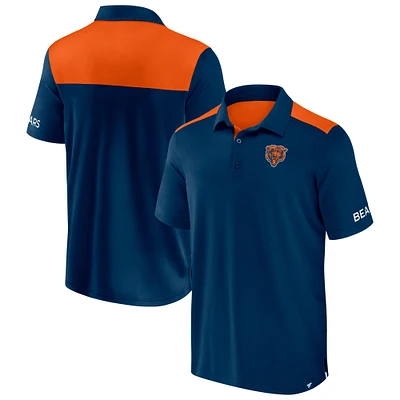 Polo colorblock bleu marine/orange pour homme Fanatics Chicago Bears