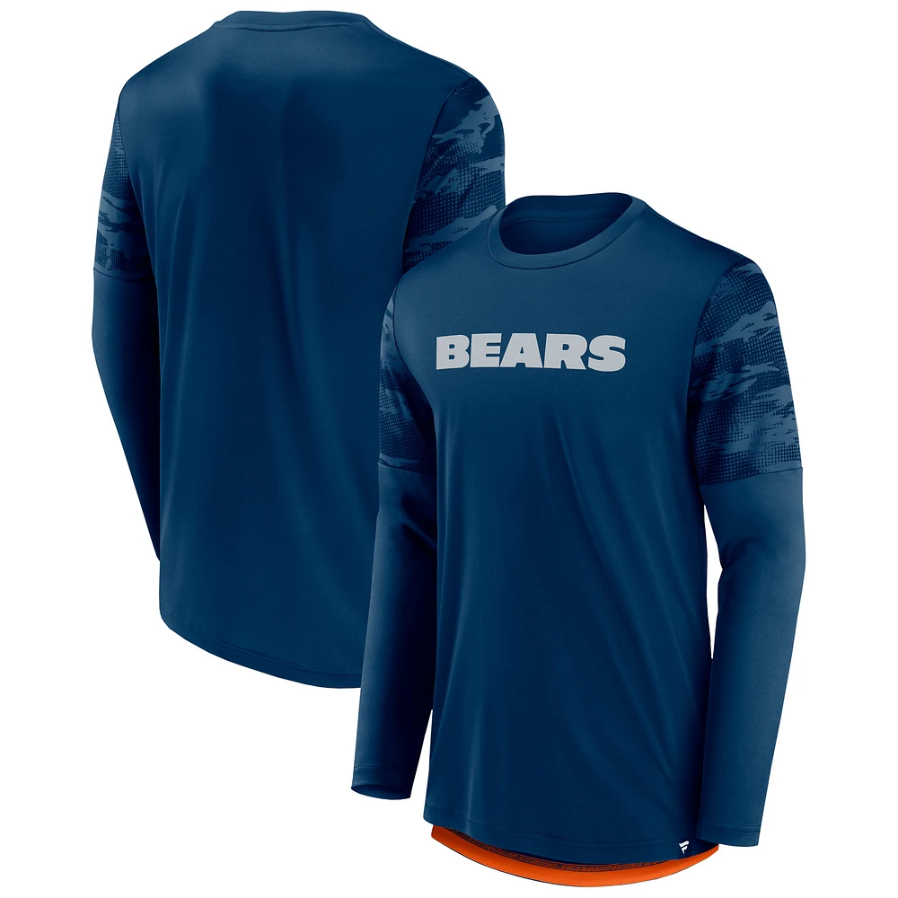 T-shirt à manches longues Fanatics pour hommes, bleu marine/orange, Chicago Bears Square Off