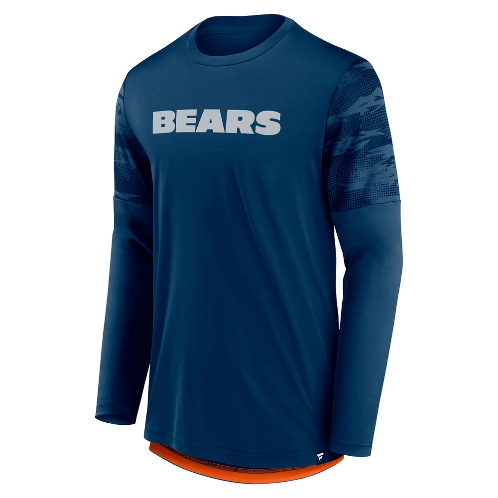 T-shirt à manches longues Fanatics pour hommes, bleu marine/orange, Chicago Bears Square Off