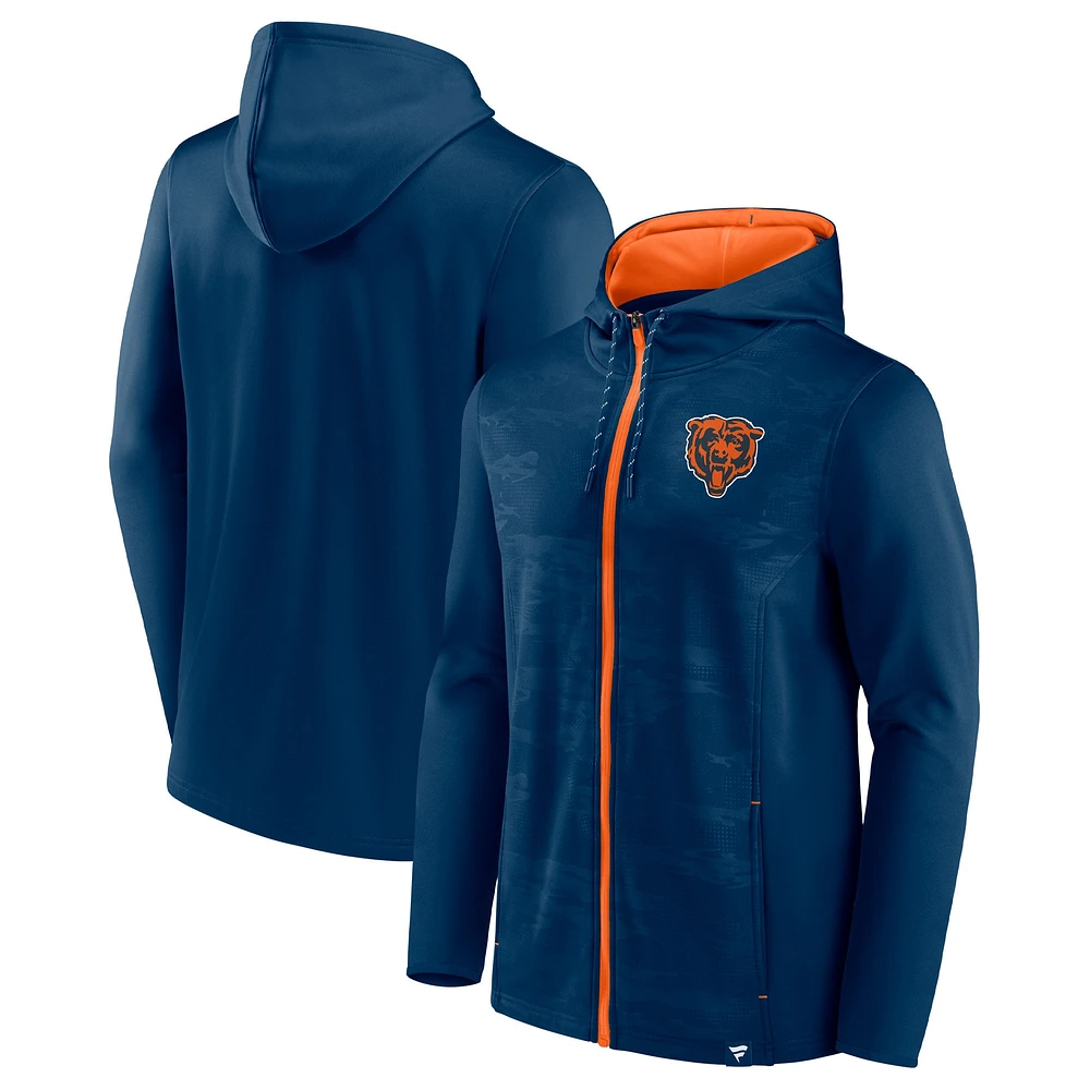 Men's Fanatics Navy Chicago Bears Ball Carrier Full-Zip Hoodie