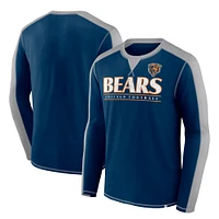 T-shirt à manches longues Fanatics pour homme, bleu marine, Chicago Bears, Behind the Line