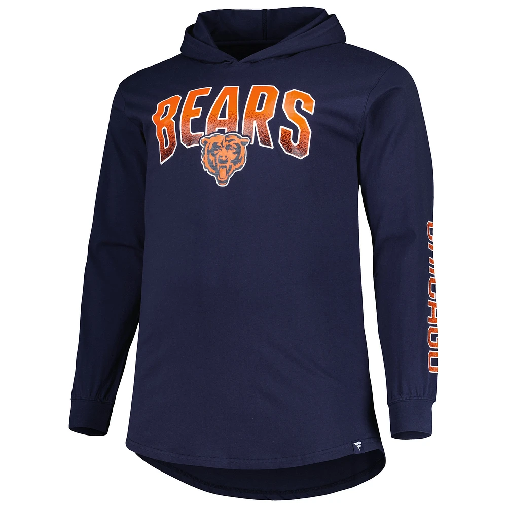 Men's Fanatics Navy Chicago Bears Big & Tall Front Runner Pullover Hoodie