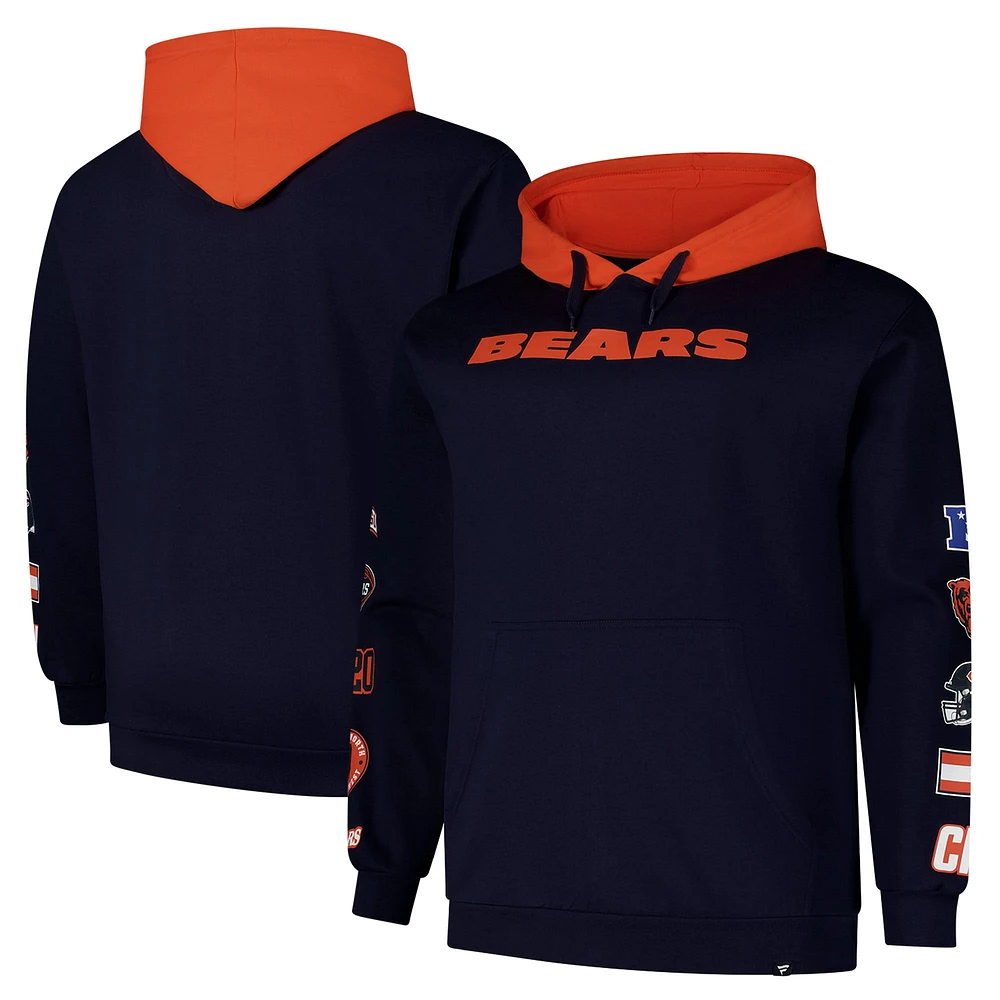 Sweat à capuche patchs Big & Tall pour hommes Fanatics Navy Chicago Bears