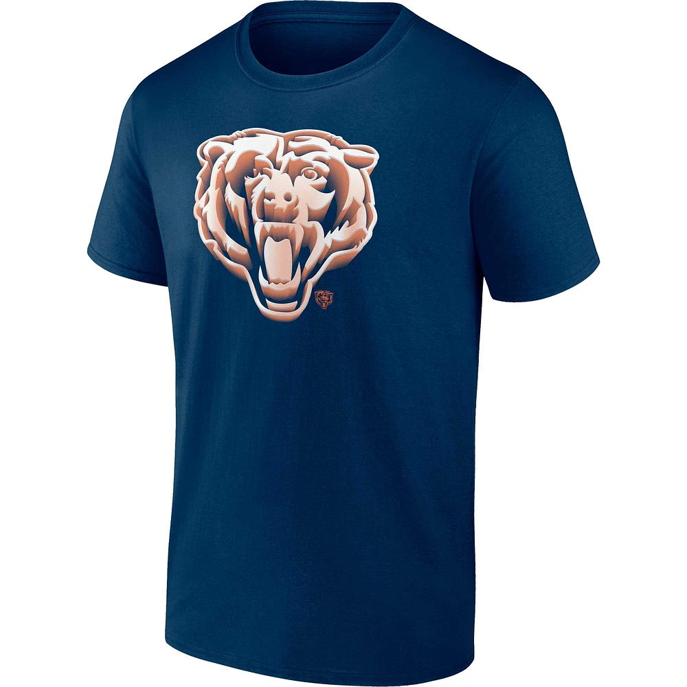 T-shirt Fanatics Navy Chicago Bears Chrome Dimension pour hommes