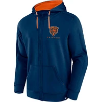 Sweat à capuche entièrement zippé Fanatics pour hommes, Chicago Bears Defender Evo, bleu marine