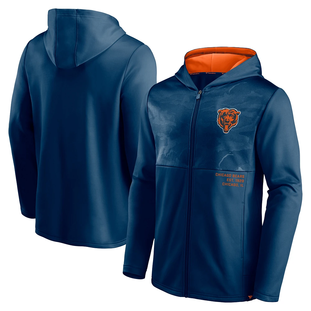 Men's Fanatics Navy Chicago Bears Defender Full-Zip Hoodie Jacket