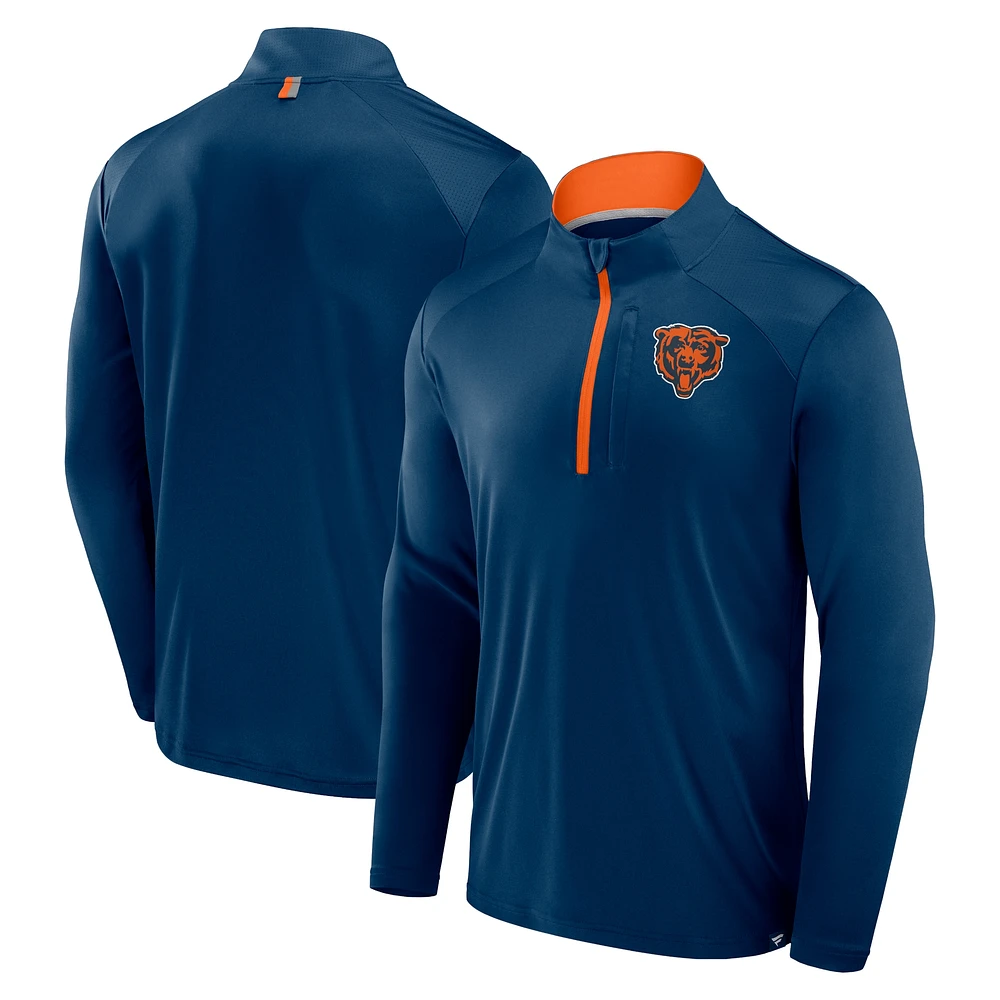 Men's Fanatics Navy Chicago Bears Defender Long Sleeve Quarter-Zip Jacket