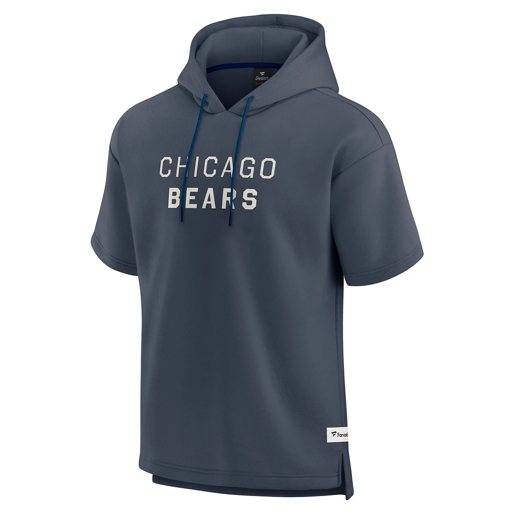 Men's Fanatics Navy Chicago Bears Elements Future Ground Lettering Short Sleeve Pullover Hoodie