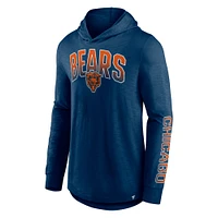 Men's Fanatics Navy Chicago Bears Front Runner Long Sleeve Hooded T-Shirt