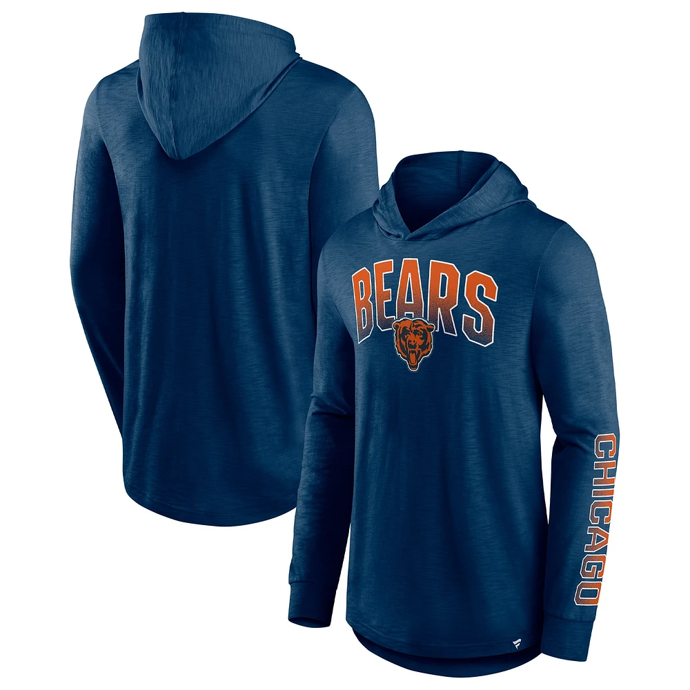 Men's Fanatics Navy Chicago Bears Front Runner Long Sleeve Hooded T-Shirt