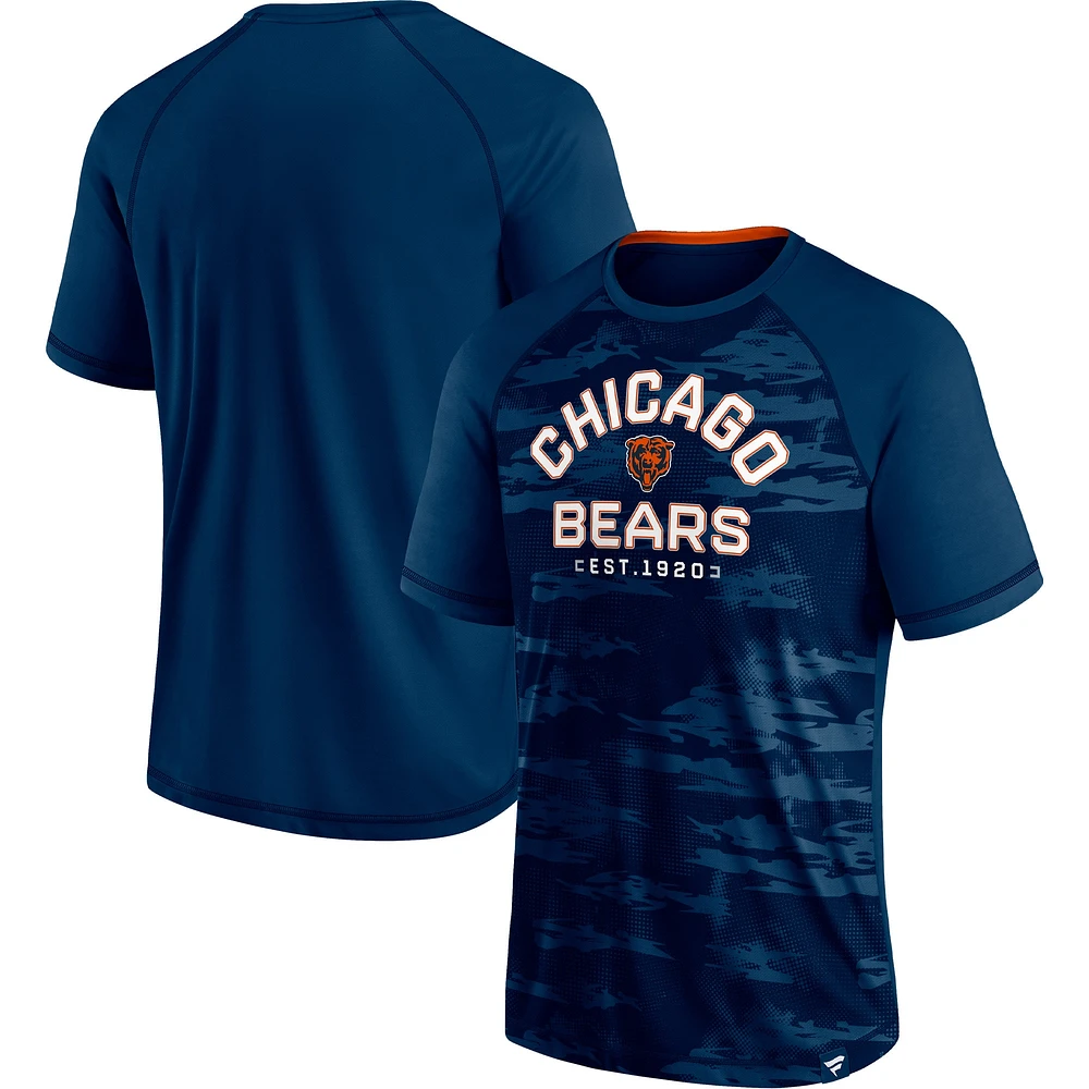 T-shirt Fanatics Navy Chicago Bears Hail Mary Raglan pour hommes