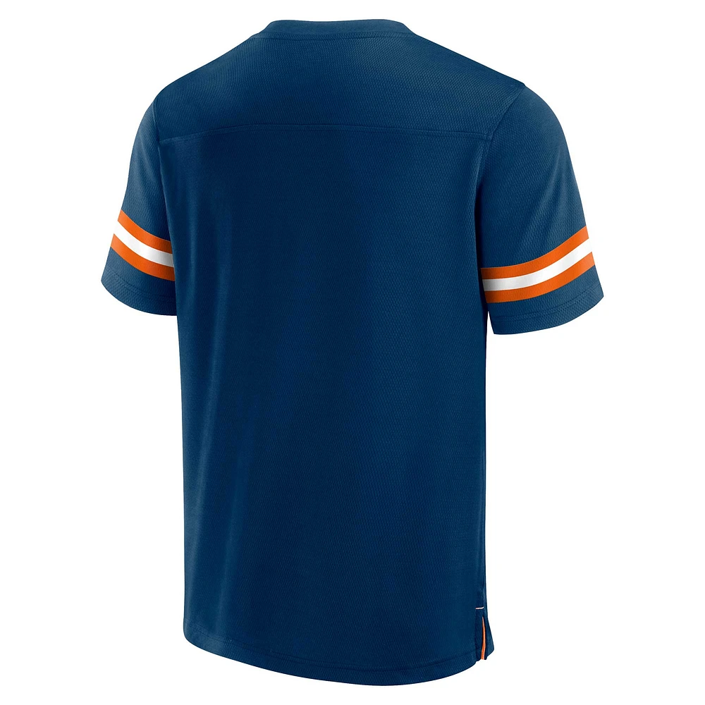 T-shirt à col en V Fanatics pour hommes, bleu marine, Chicago Bears, Jersey Tackle