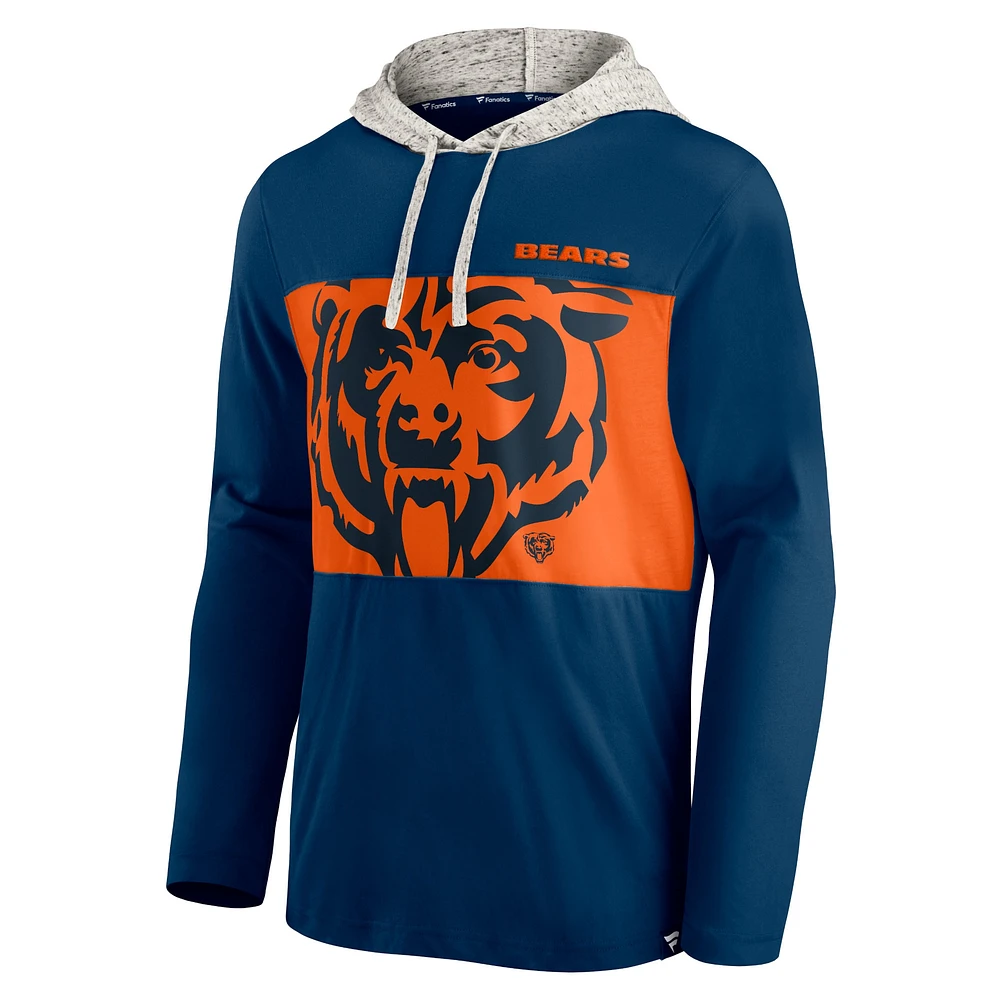 T-shirt à capuche manches longues Fanatics pour hommes, bleu marine, Chicago Bears