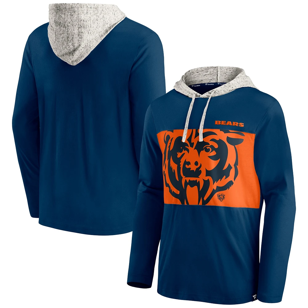 T-shirt à capuche manches longues Fanatics pour hommes, bleu marine, Chicago Bears