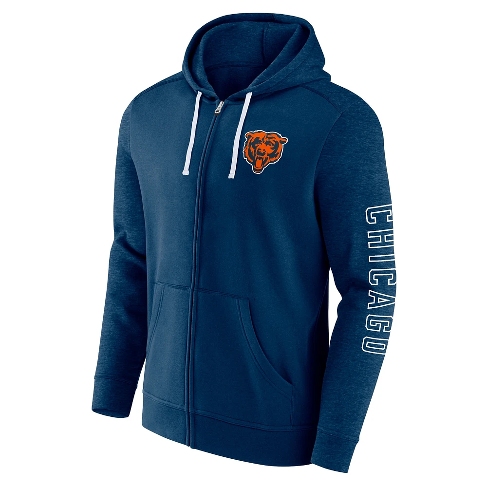 Men's Fanatics  Navy Chicago Bears Offensive Lineup Hoodie Full-Zip