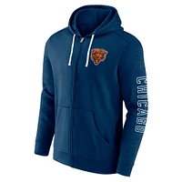 Sweat à capuche entièrement zippé pour hommes Fanatics Navy Chicago Bears Offensive Lineup