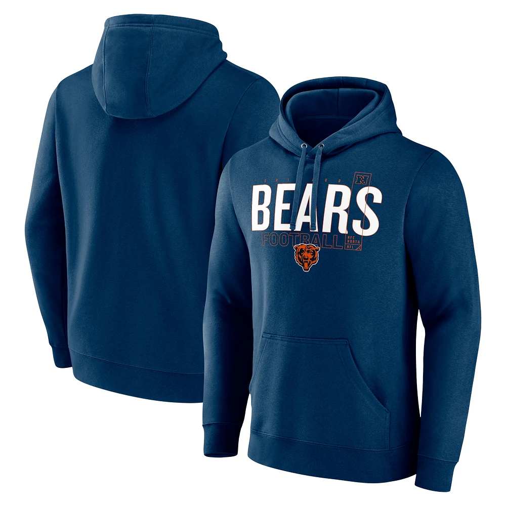 Men's Fanatics Navy Chicago Bears Pylon Outline Pullover Hoodie