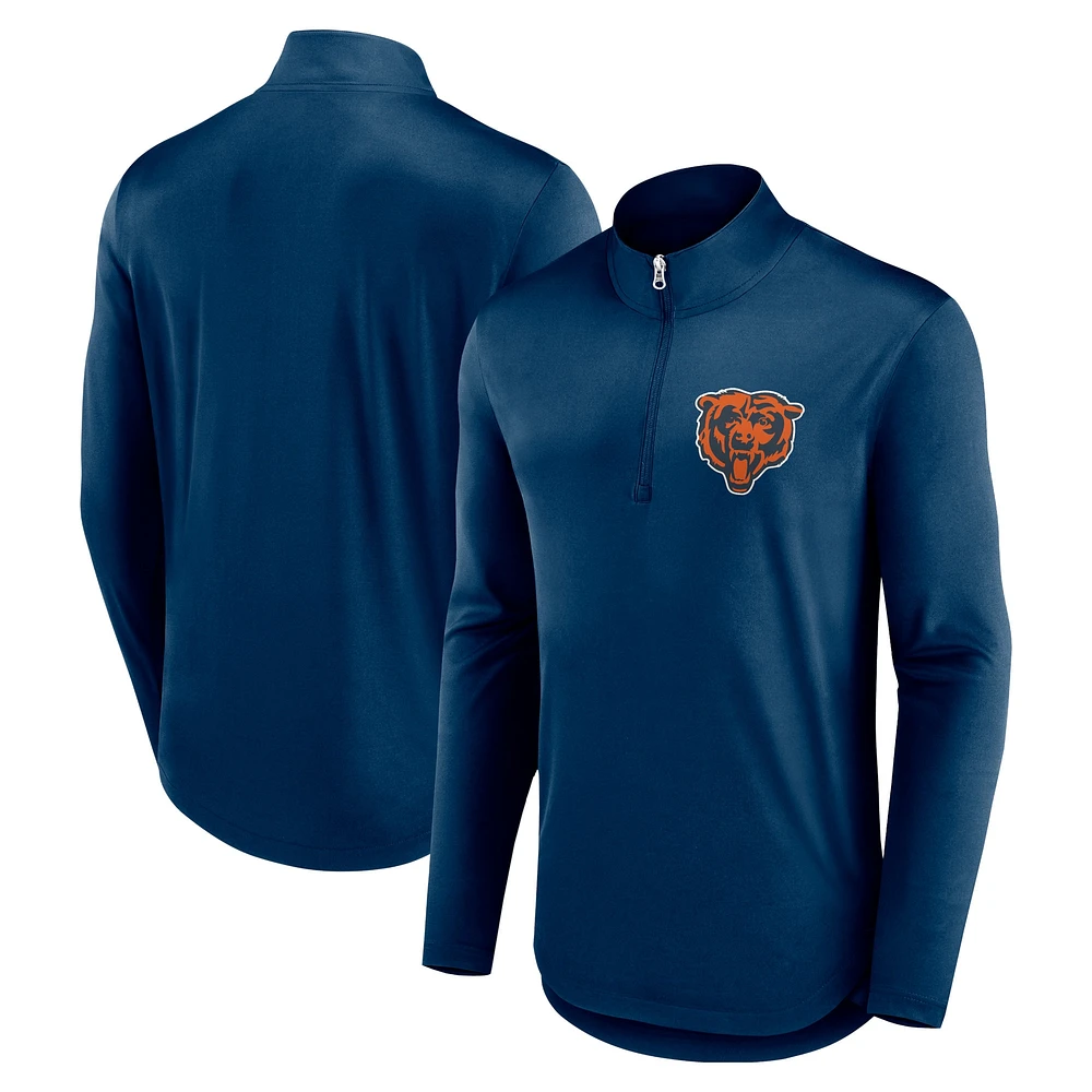 Men's Fanatics Navy Chicago Bears Quarterback Quarter-Zip Top