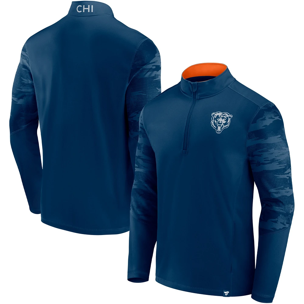 Veste à quart de zip Fanatics Navy Chicago Bears Ringer pour hommes