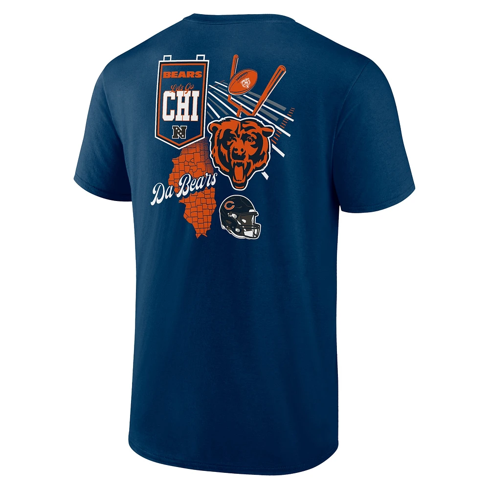 Men's Fanatics Navy Chicago Bears Split Zone T-Shirt