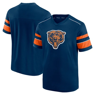 T-shirt à col en V texturé Fanatics Navy Chicago Bears pour hommes