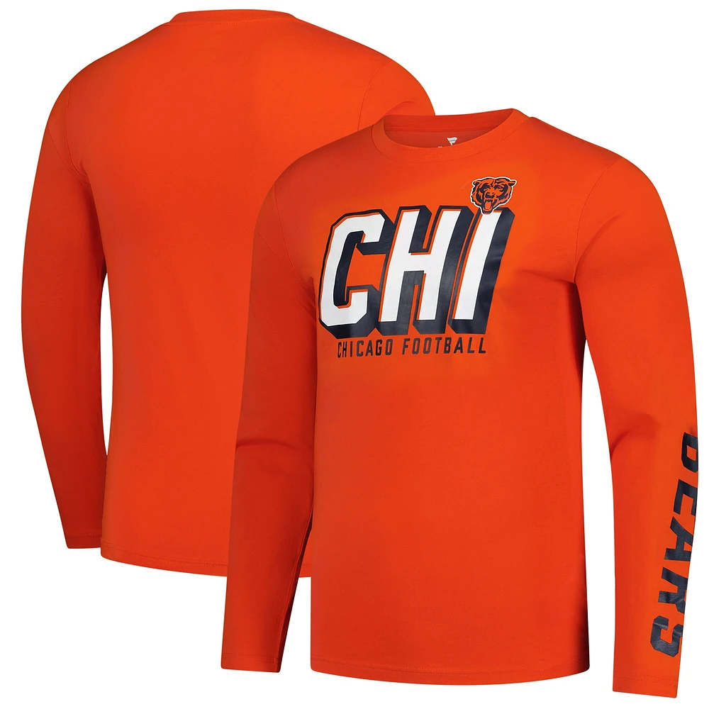 T-shirt à manches longues Fanatics Orange Chicago Bears pour hommes
