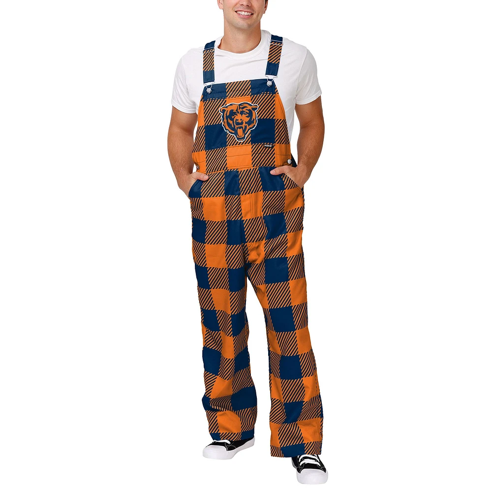 Salopette à carreaux FOCO Navy Chicago Bears pour hommes avec grand logo