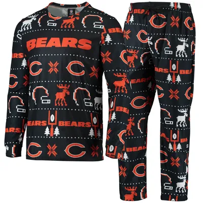 Chicago Bears FOCO Wordmark Ugly Pajama Set - Navy