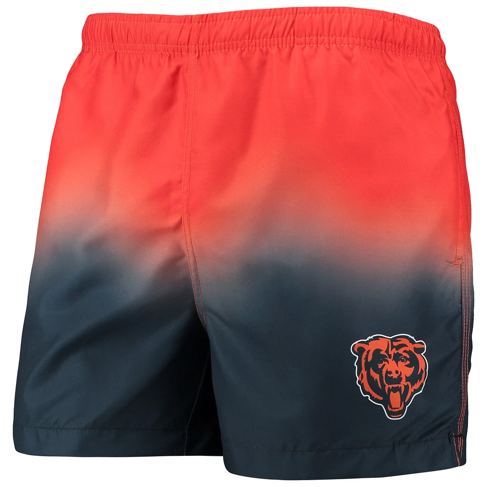 Short de bain FOCO Chicago Bears Dip-Dye orange/bleu marine pour homme