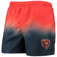 Short de bain FOCO Chicago Bears Dip-Dye orange/bleu marine pour homme