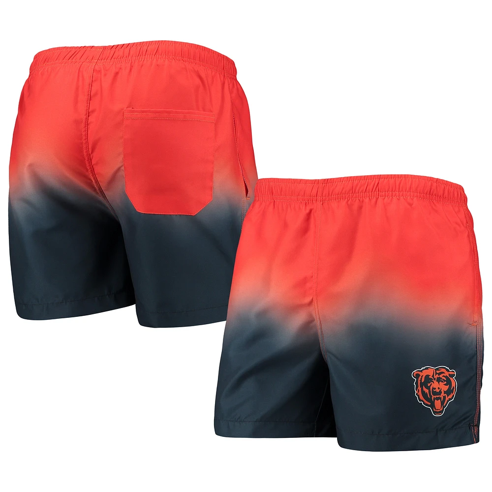 Short de bain FOCO Chicago Bears Dip-Dye orange/bleu marine pour homme