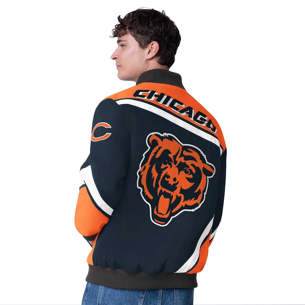 Men's G-III Extreme  Navy Chicago Bears Maximum Racing Full-Snap Jacket