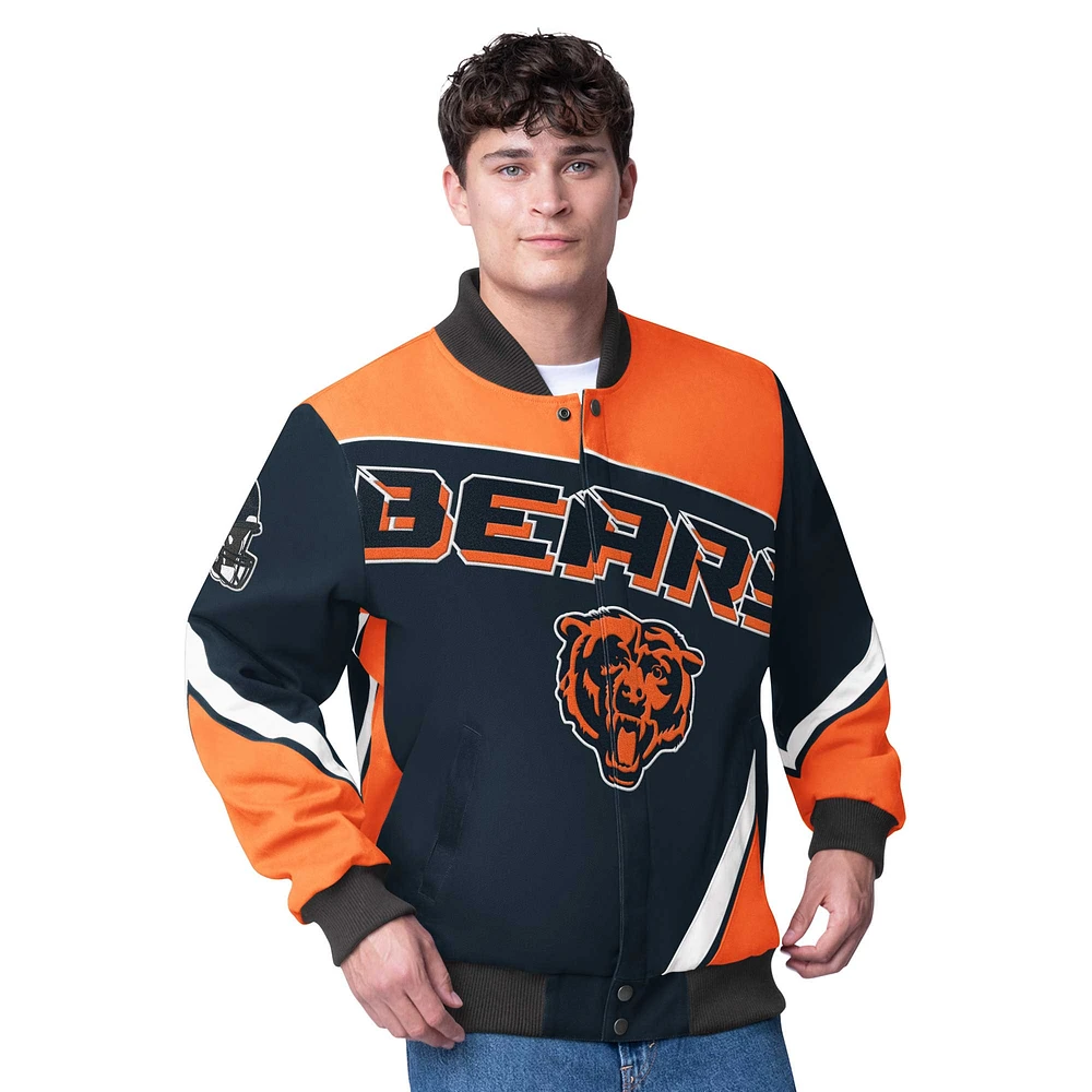 Men's G-III Extreme  Navy Chicago Bears Maximum Racing Full-Snap Jacket