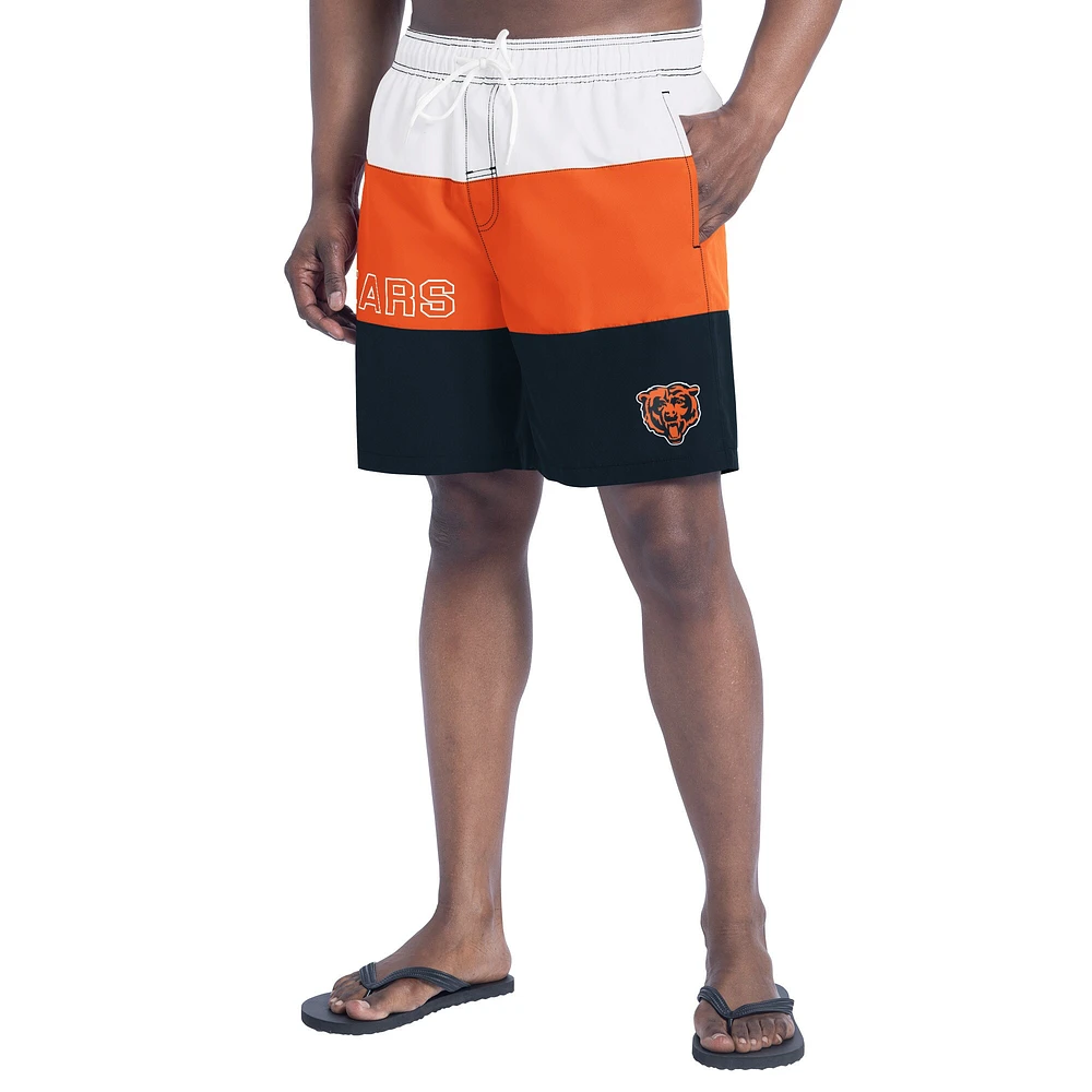 Short de bain G-III Sports by Carl Banks pour homme bleu marine/orange Chicago Bears Sunrise Volley