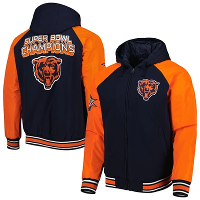 G-III Sports by Carl Banks Bleu marine Chicago Bears Defender Raglan Full-Zip Hoodie Varsity Jacket