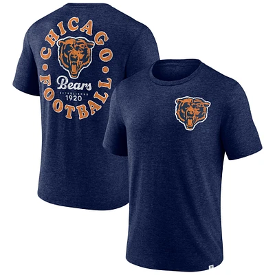 Men's Heather Navy Chicago Bears Oval Bubble Tri-Blend T-Shirt