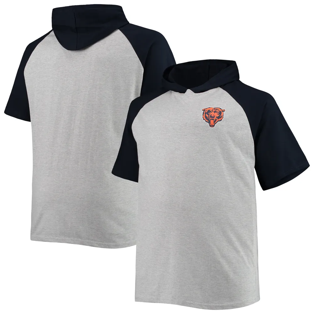 Lids Chicago Bears Big & Tall Raglan Short Sleeve Pullover Hoodie -  Heathered Gray/Navy