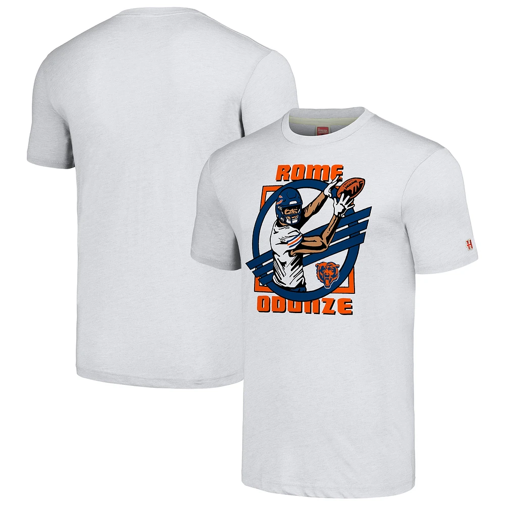 T-shirt triple mélange Hommage Rome Odunze Ash Chicago Bears Caricature Player pour hommes