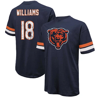 T-shirt surdimensionné pour homme Majestic Threads Caleb Williams bleu marine avec nom et numéro des Chicago Bears