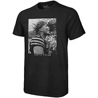 T-shirt surdimensionné avec image de joueur Majestic Threads Justin Fields des Chicago Bears pour hommes, noir