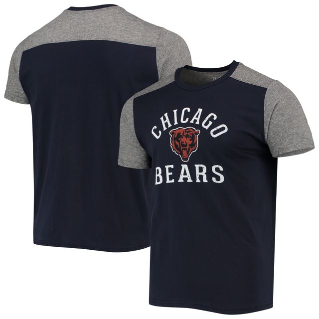 Majestic Threads - T-shirt flammé bleu marine/gris Chicago Bears Field Goal pour homme